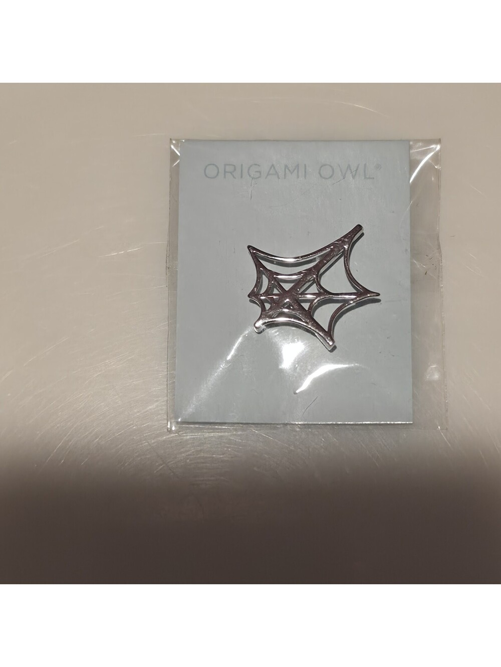 Origami Owl Silver Hexagon Spider Web Window Shelf Charm Pendant Rare HTF